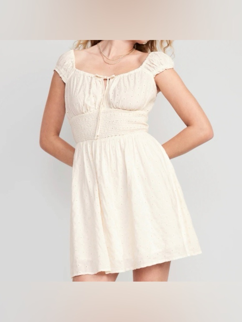Old Navy Waist-Defined Floral-Eyelet Mini dress